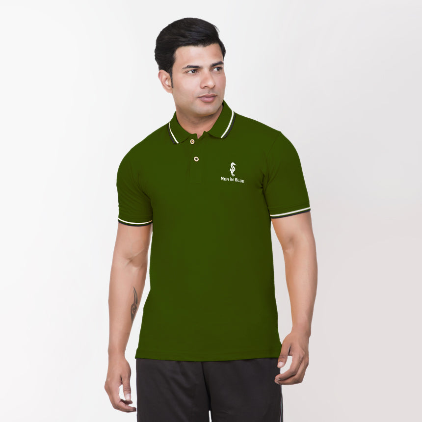 MENS T-SHIRT COLLAR COLOURED PREMIUM