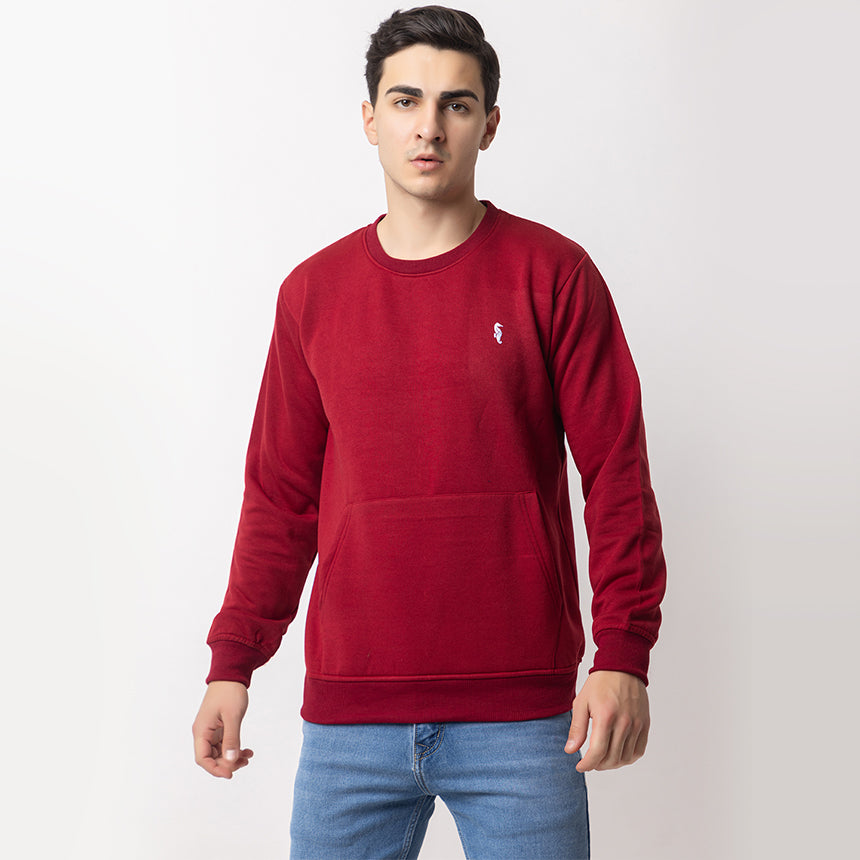 MEN IN BLUE RED ROUND NECK SWEATSHIRT FLEECE