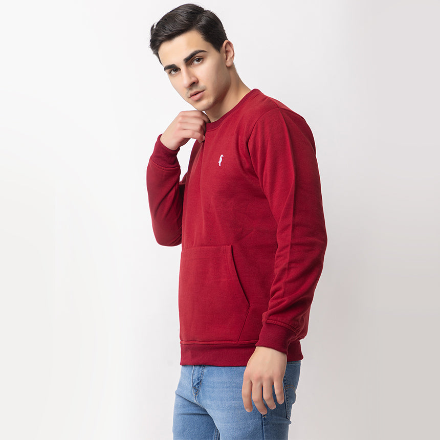 MEN IN BLUE RED ROUND NECK SWEATSHIRT FLEECE