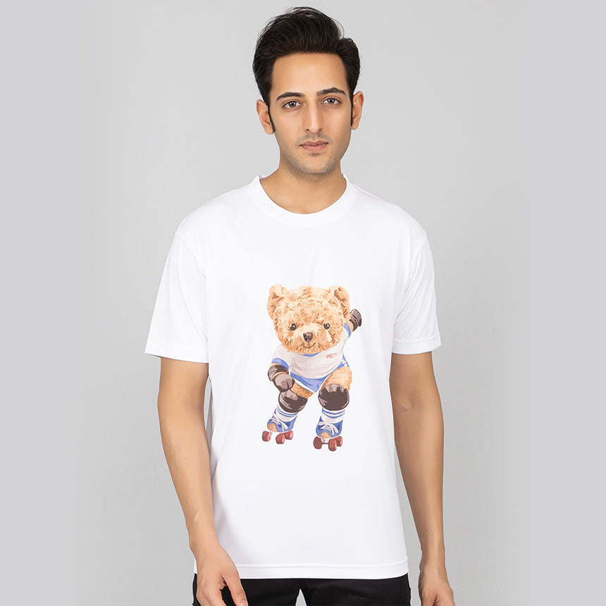 MEN IN BLUE DRY-FIT PRINTED WHITE BEAR SKT DESIGN