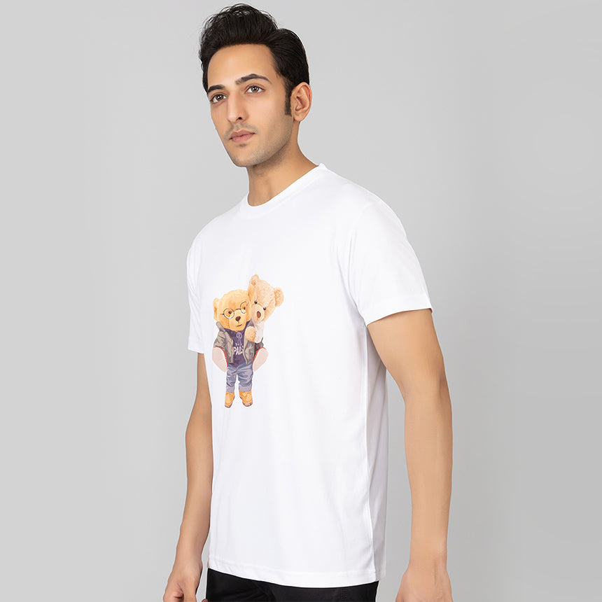 MEN IN BLUE DRY-FIT PRINTED BEAR DESIGN