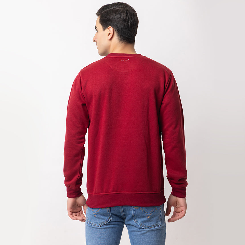 MEN IN BLUE RED ROUND NECK SWEATSHIRT FLEECE