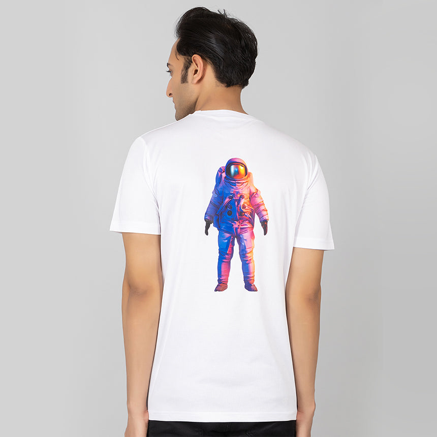 MEN IN BLUE DRY-FIT PRINTED WHITE NASA DESIGN