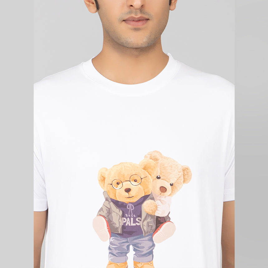 MEN IN BLUE DRY-FIT PRINTED BEAR DESIGN