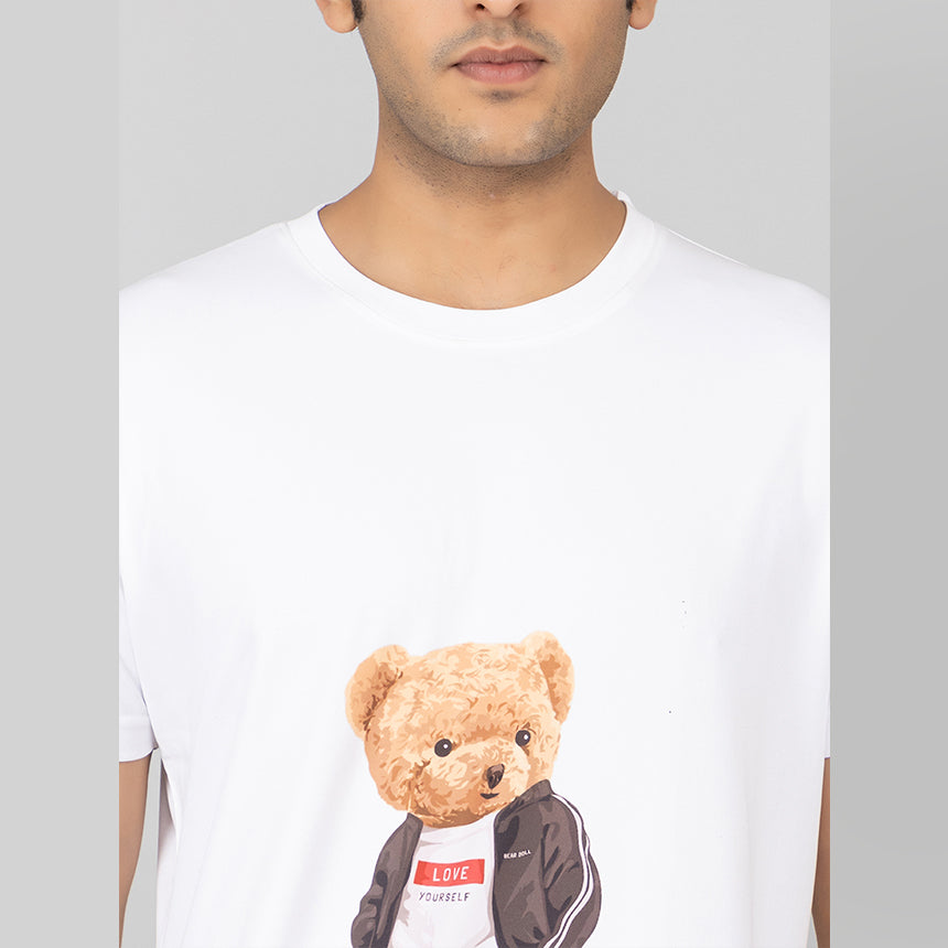 MEN IN BLUE DRY-FIT PRINTED BEAR LOVE DESIGN