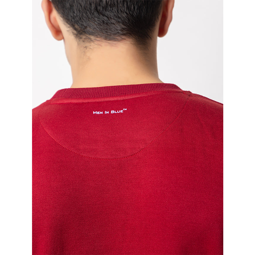 MEN IN BLUE RED ROUND NECK SWEATSHIRT FLEECE