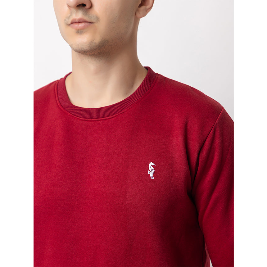 MEN IN BLUE RED ROUND NECK SWEATSHIRT FLEECE