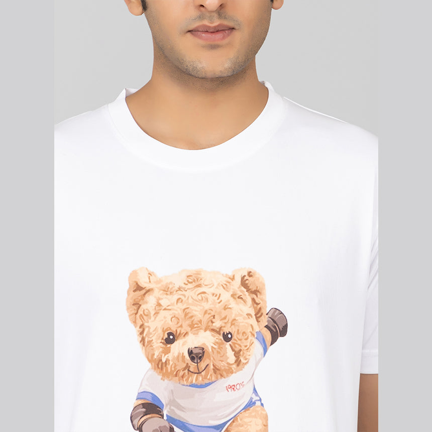 MEN IN BLUE DRY-FIT PRINTED WHITE BEAR SKT DESIGN