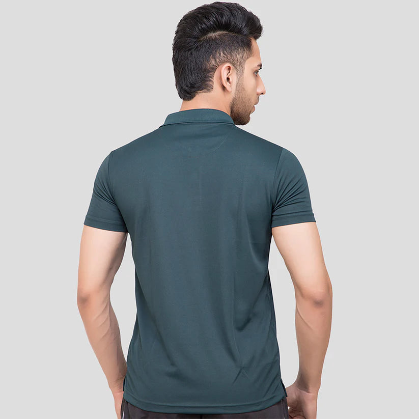 MENS T-SHIRT COLLAR COL GREEN H/S 0111