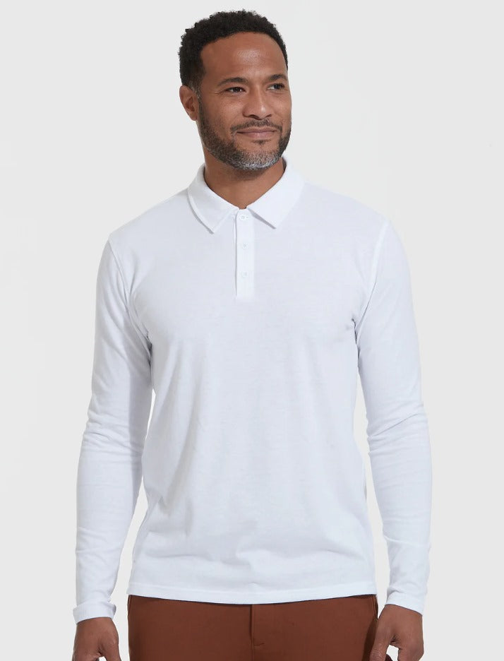 MENS T-SHIRT COLLAR WHITE F/S PREMIUM